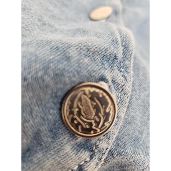 Vintage Skort Romper Girls XL Blue Denim Yellow Floral Spaghetti Strap One Piece - Picture 9 of 15